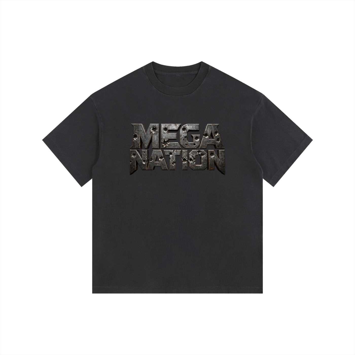 Mega Nation Damaged Plate Oversized Cotton T-Shirt (11 colors)