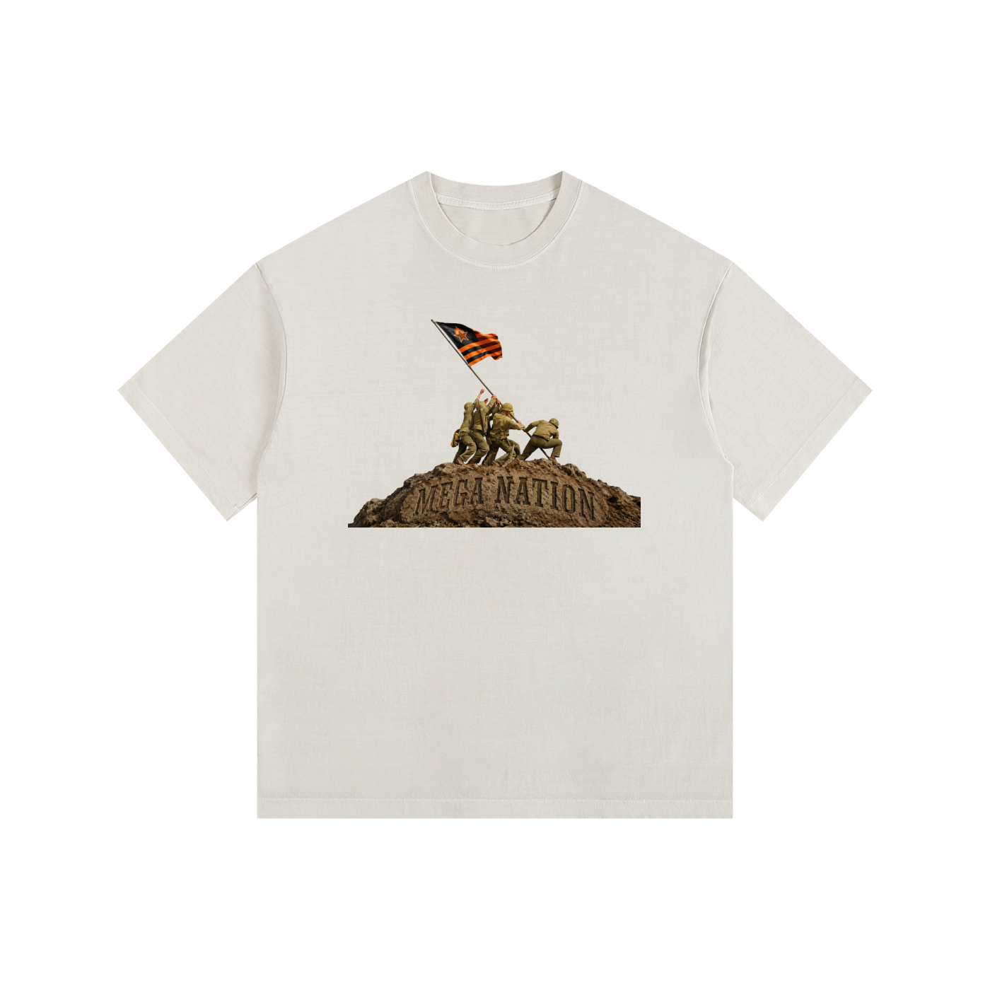 Mega Nation Flag Raising Oversized Cotton T-Shirt (8 colors)