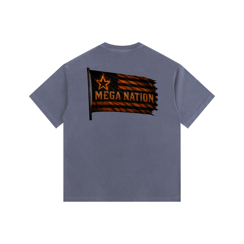 Mega Nation Flag (Front & Back Logo) Oversized Cotton T-Shirt (7 colors)
