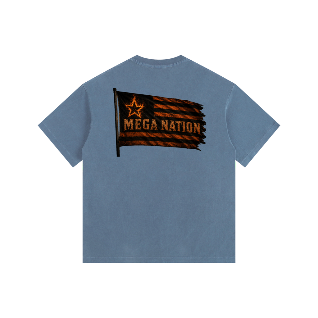 Mega Nation Flag (Front & Back Logo) Oversized Cotton T-Shirt (7 colors)