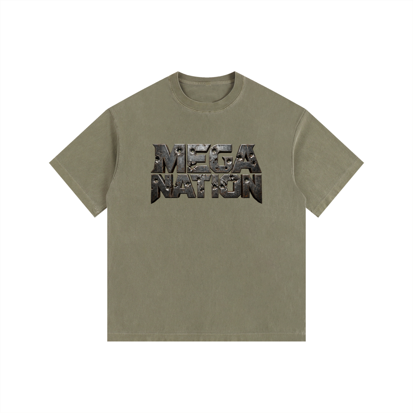 Mega Nation Damaged Plate Oversized Cotton T-Shirt (11 colors)