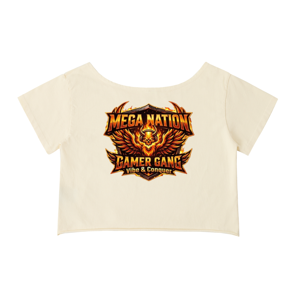 MNA Vibe & Conquer (Front and Back Logo) Off-Shoulder Cropped T-Shirt (4 colors)
