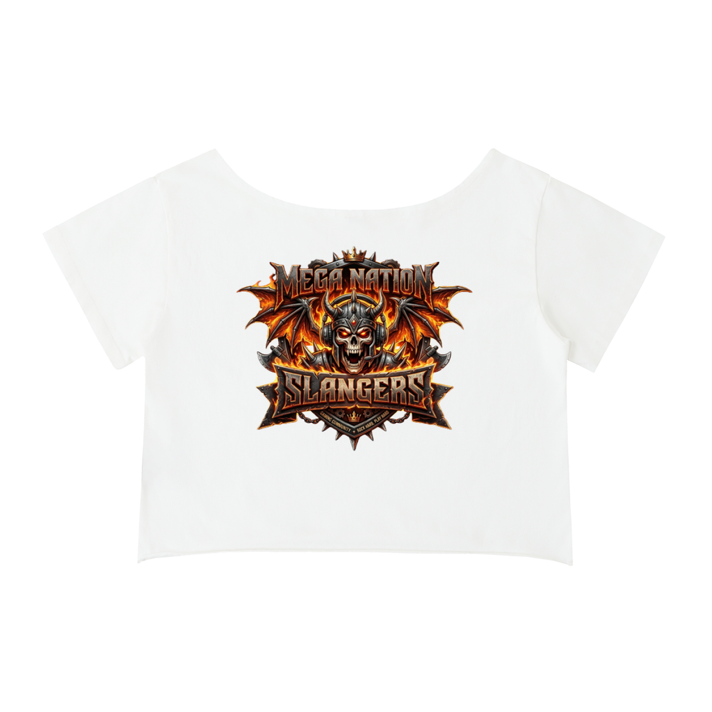 MNA Slangers (Front and Back Logo) Off-Shoulder Cropped T-Shirt (4 colors)
