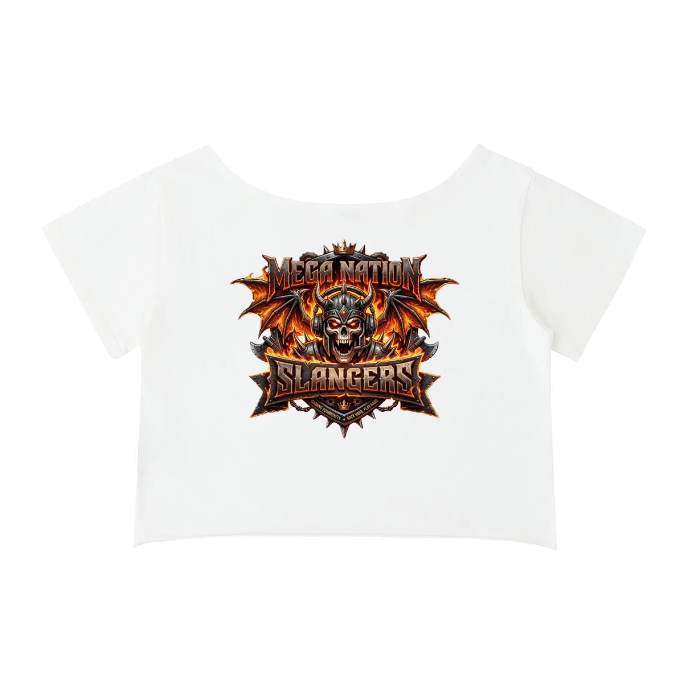 MNA Slangers (Front and Back Logo) Off-Shoulder Cropped T-Shirt (4 colors)
