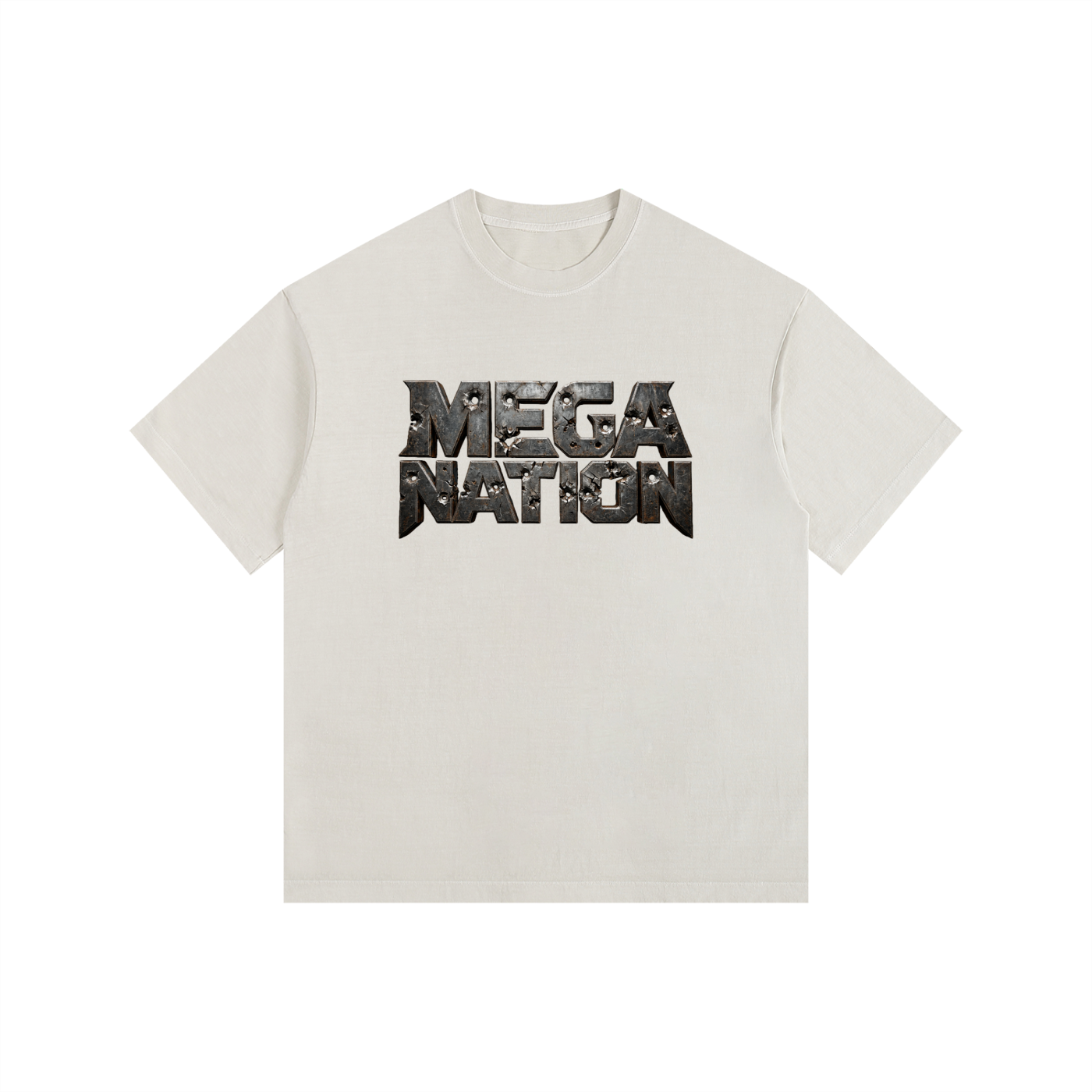 Mega Nation Damaged Plate Oversized Cotton T-Shirt (11 colors)