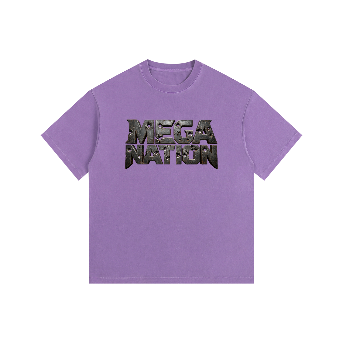 Mega Nation Damaged Plate Oversized Cotton T-Shirt (11 colors)