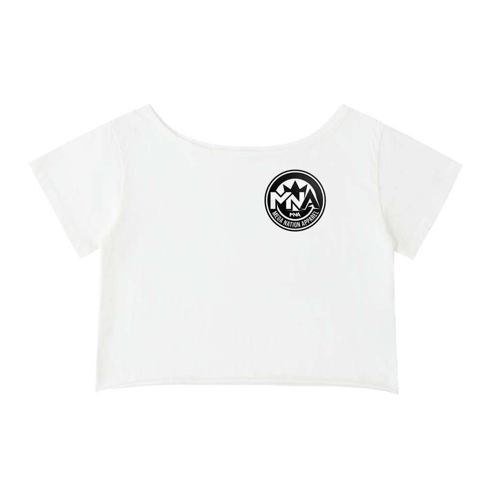 MNA Eagle Gaming & Outdoors (Front and Back Logo) Off-Shoulder Cropped T-Shirt (4 colors)