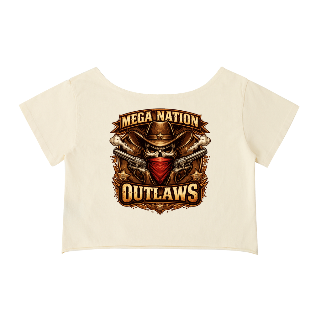 MNA Outlaws (Front and Back Logo) Off-Shoulder Cropped T-Shirt (5 colors)