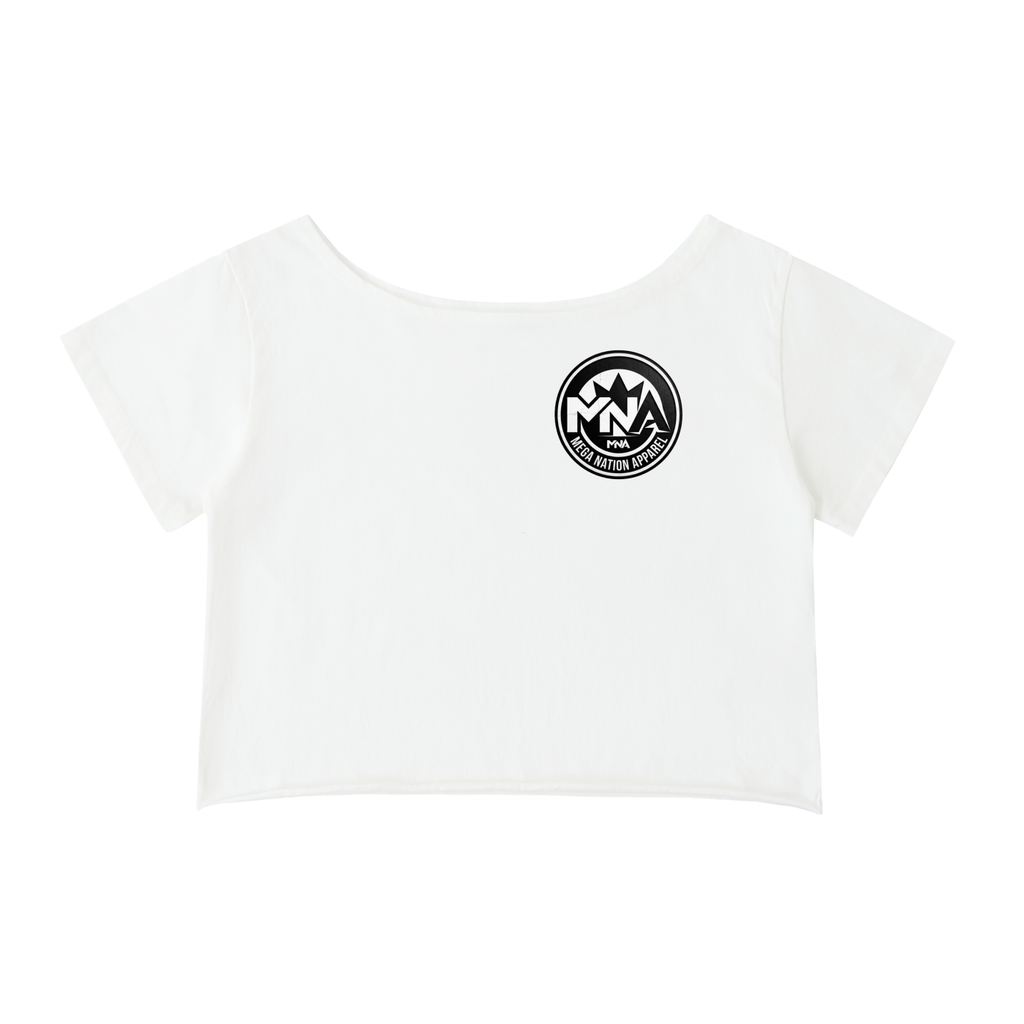 MNA Slangers (Front and Back Logo) Off-Shoulder Cropped T-Shirt (4 colors)