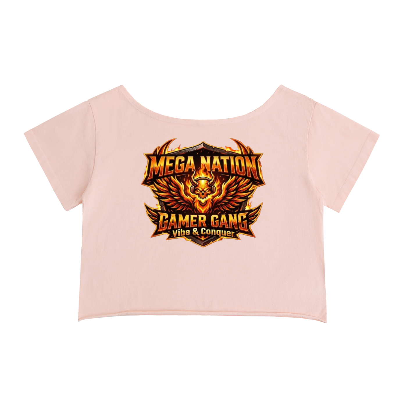 MNA Vibe & Conquer (Front and Back Logo) Off-Shoulder Cropped T-Shirt (4 colors)