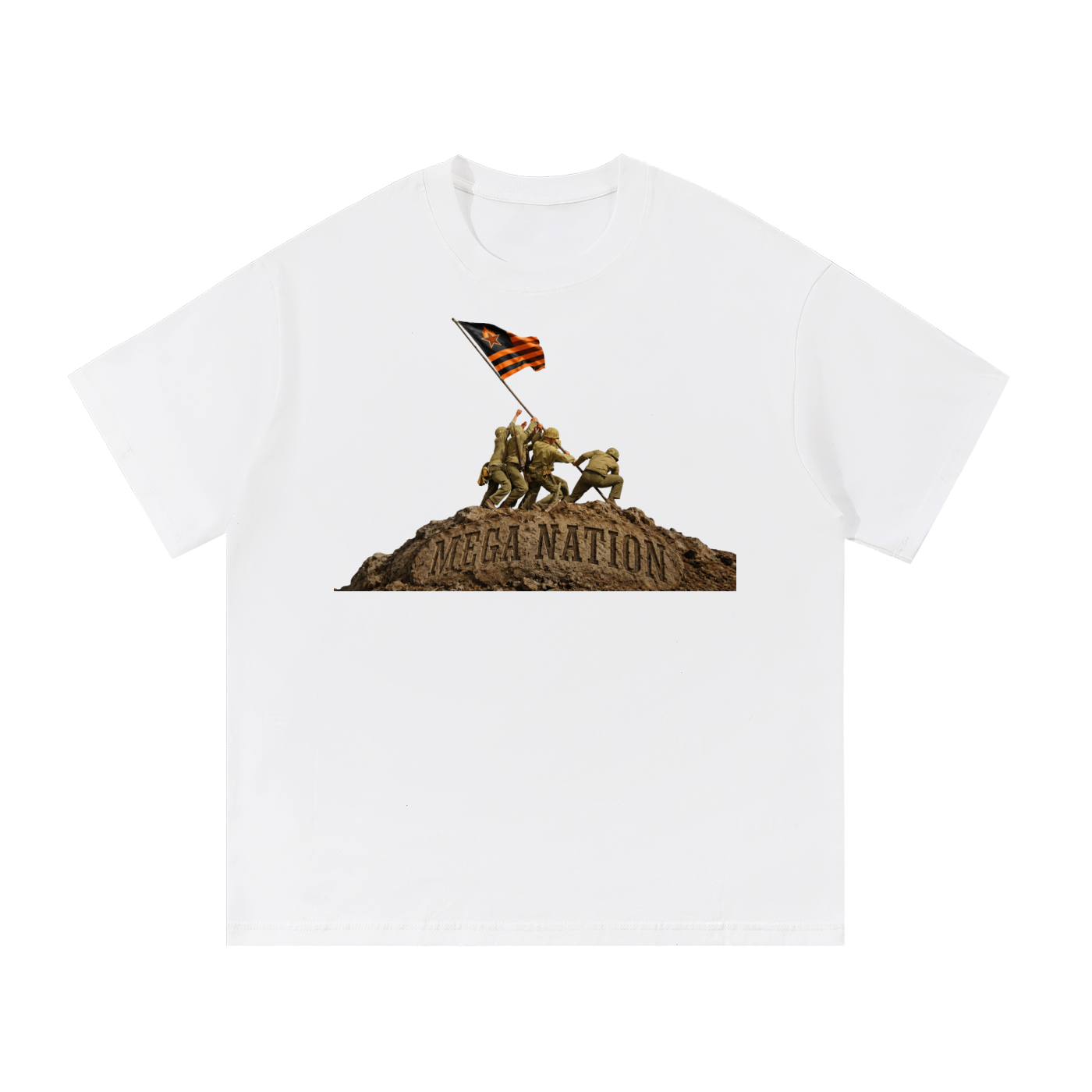 Mega Nation Flag Raising Essential Cotton T-Shirt (8 colors)