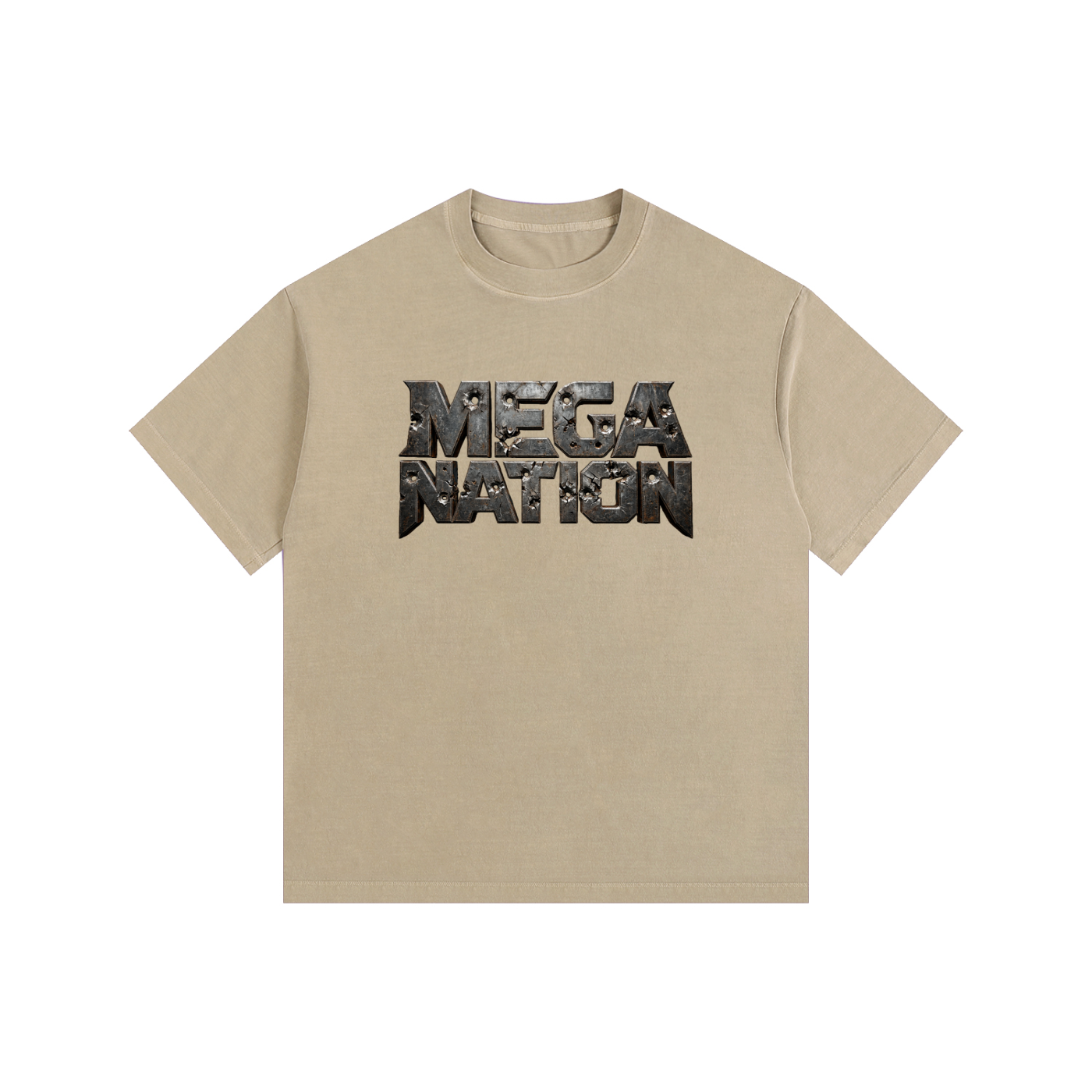 Mega Nation Damaged Plate Oversized Cotton T-Shirt (11 colors)