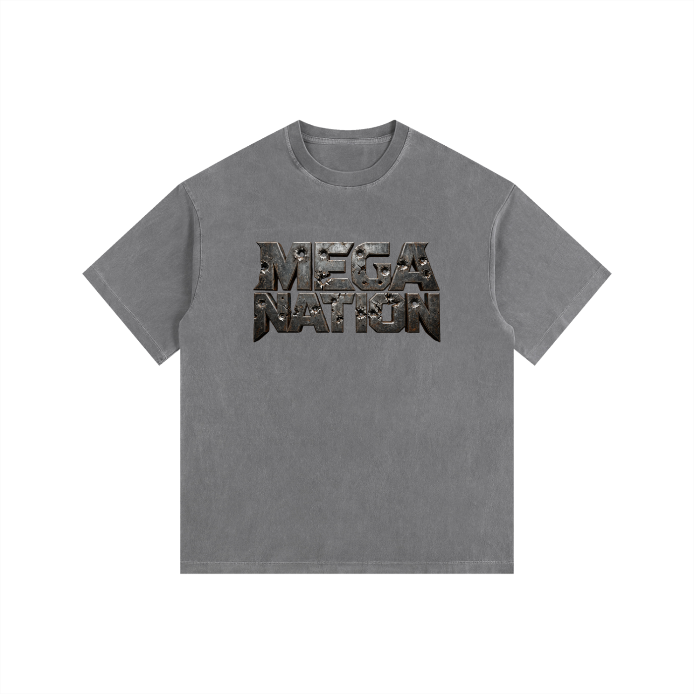 Mega Nation Damaged Plate Oversized Cotton T-Shirt (11 colors)