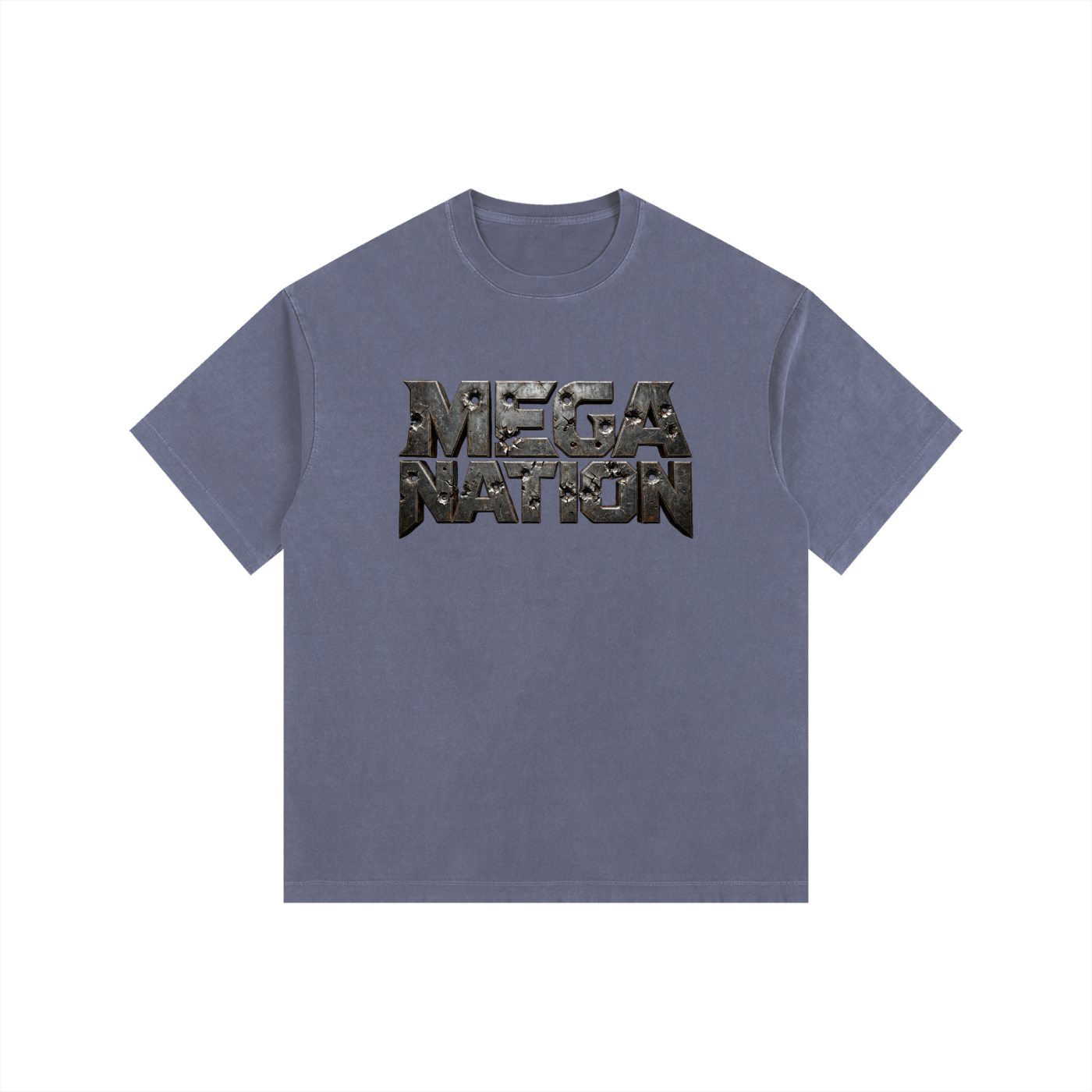 Mega Nation Damaged Plate Oversized Cotton T-Shirt (11 colors)