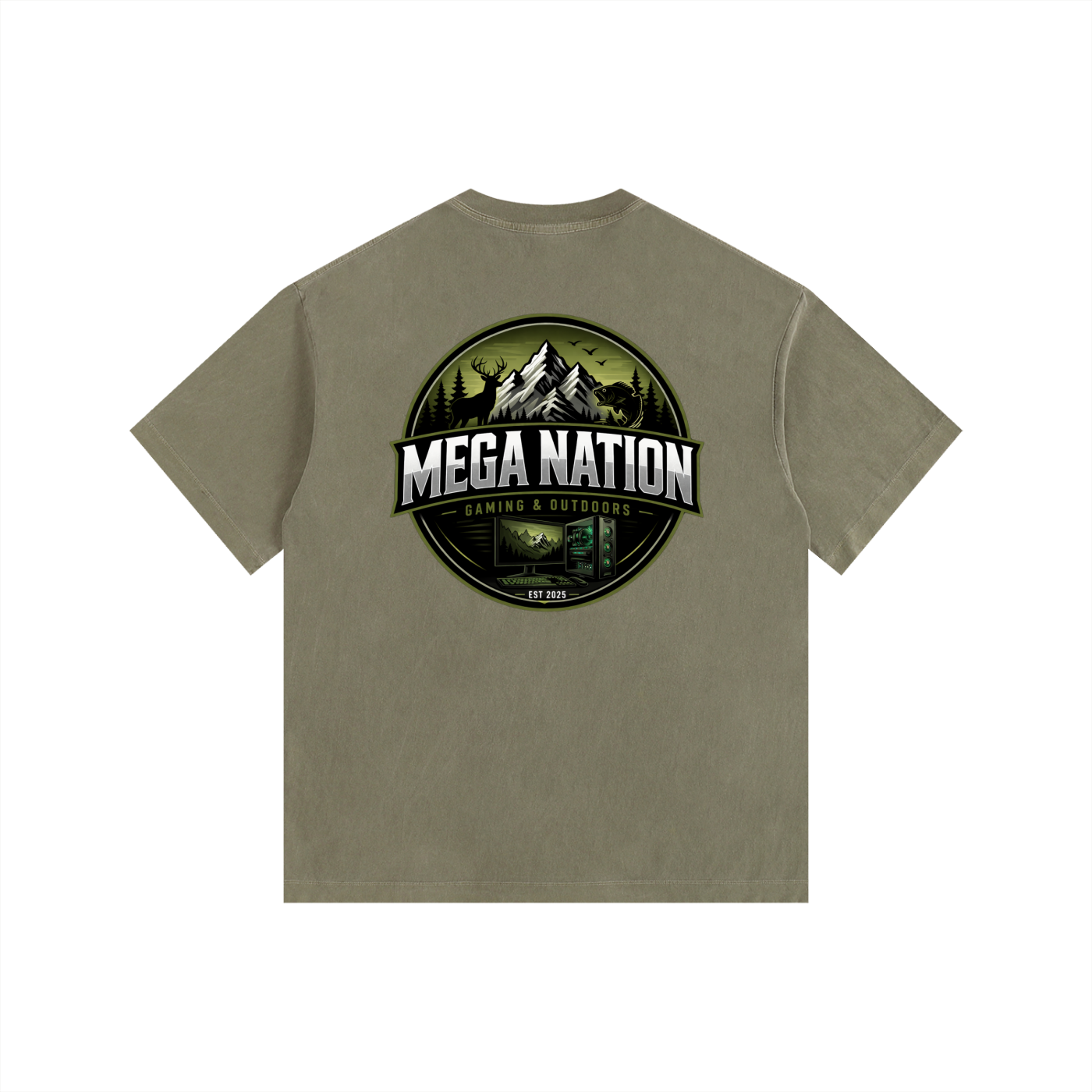 MNA Gaming & Outdoors (Front and Back Logo) Oversized Cotton T-Shirt (8 colors)