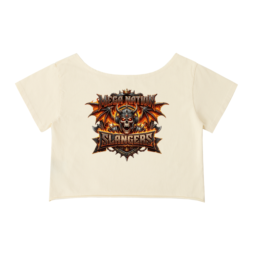 MNA Slangers (Front and Back Logo) Off-Shoulder Cropped T-Shirt (4 colors)