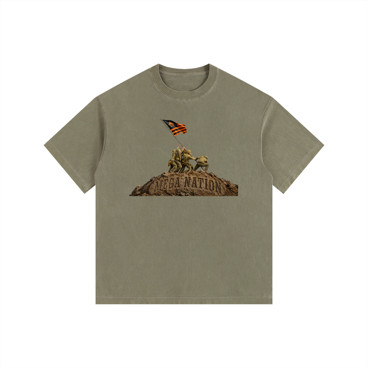 Mega Nation Flag Raising Oversized Cotton T-Shirt (8 colors)