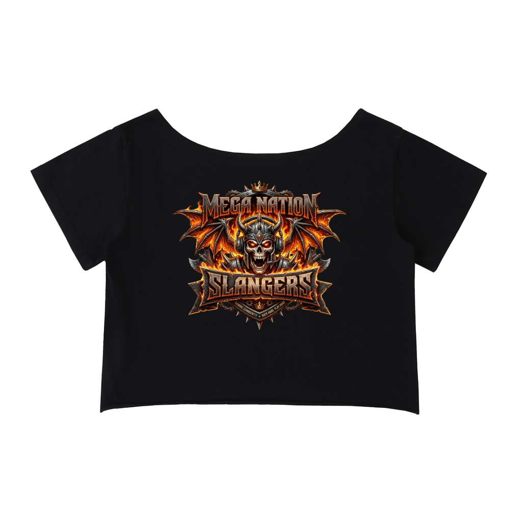 MNA Slangers (Front and Back Logo) Off-Shoulder Cropped T-Shirt (4 colors)