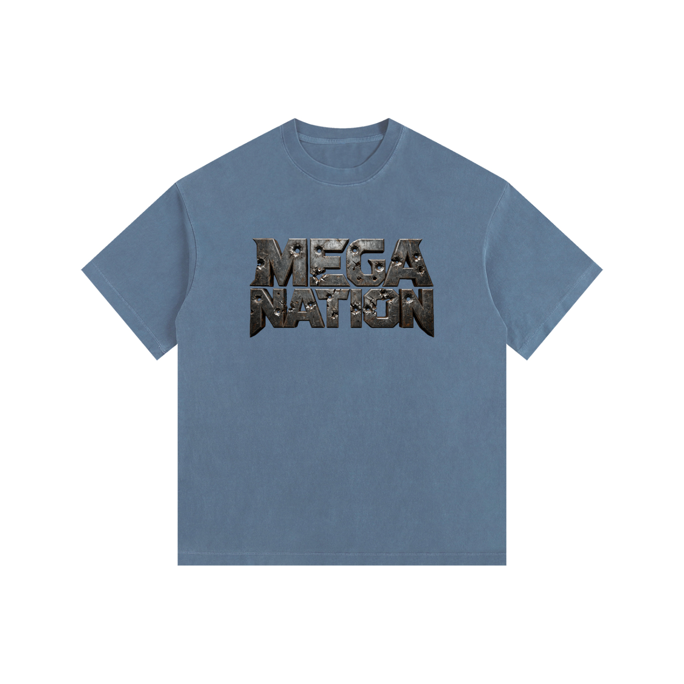 Mega Nation Damaged Plate Oversized Cotton T-Shirt (11 colors)