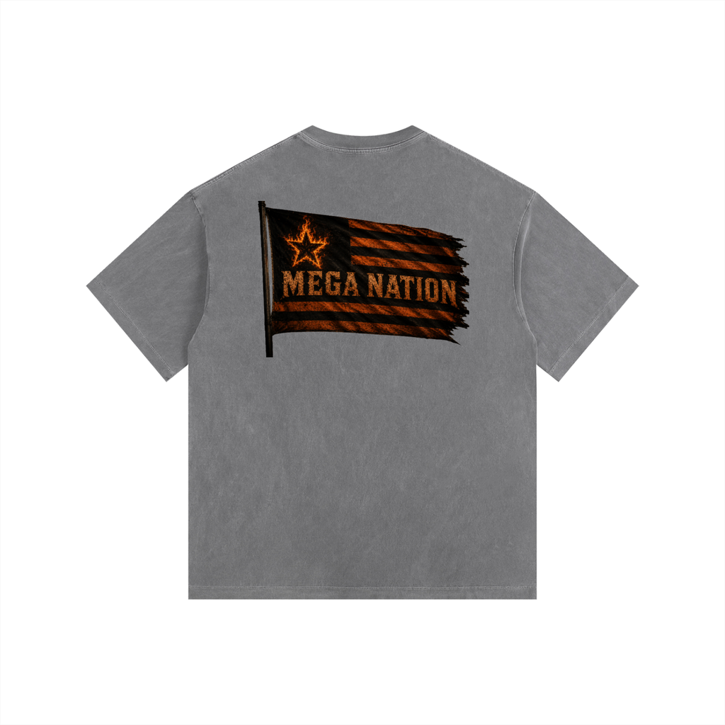 Mega Nation Flag (Front & Back Logo) Oversized Cotton T-Shirt (7 colors)