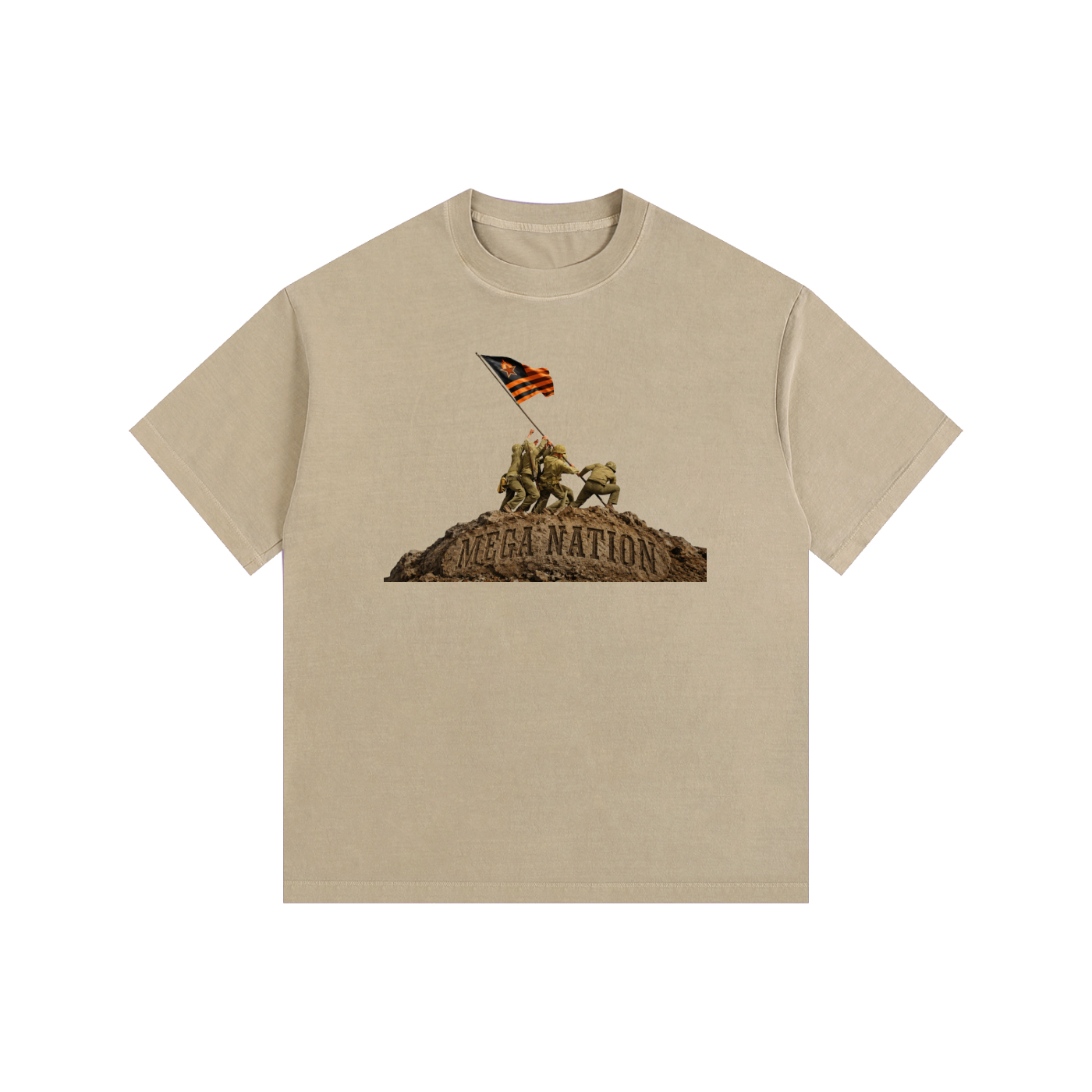 Mega Nation Flag Raising Oversized Cotton T-Shirt (8 colors)