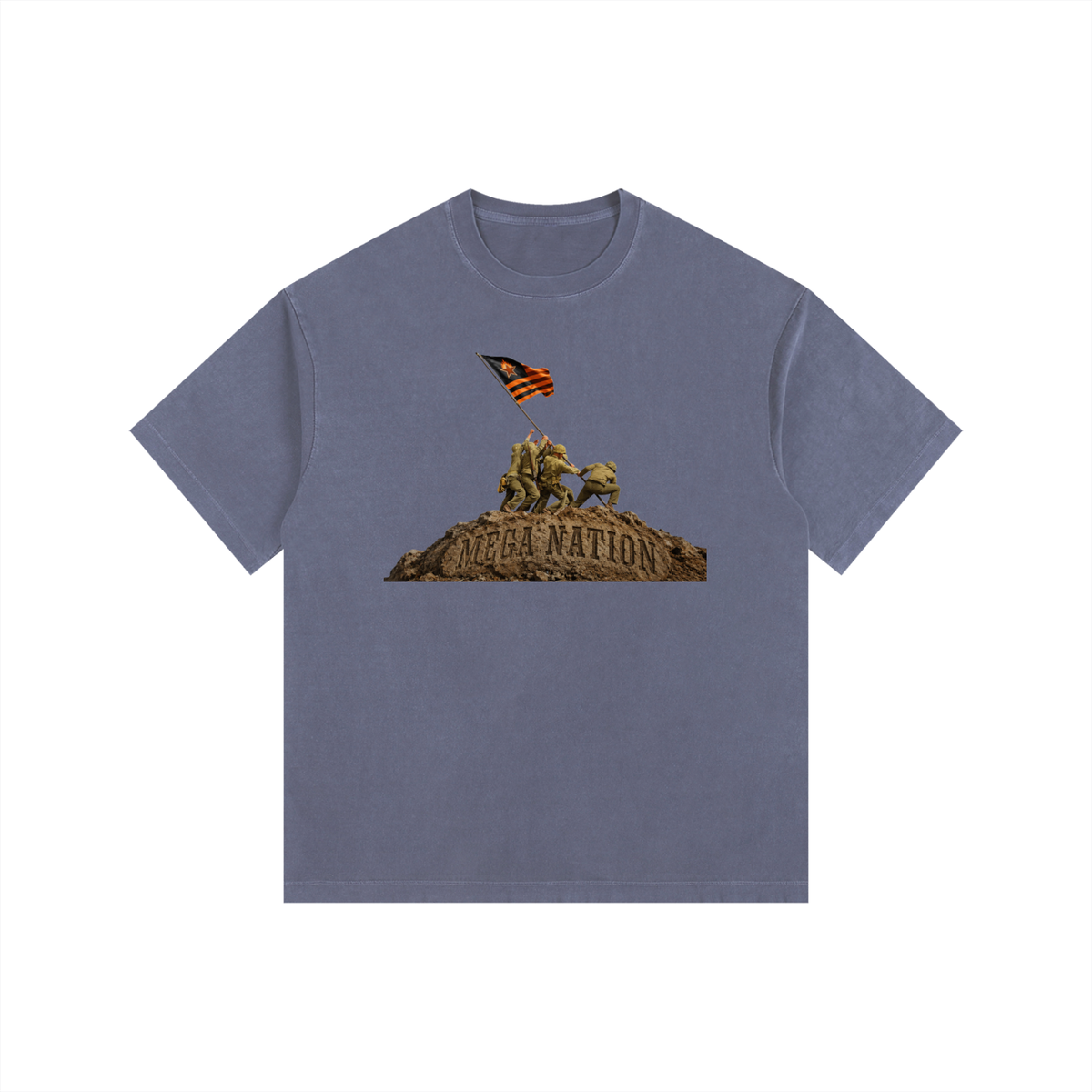 Mega Nation Flag Raising Oversized Cotton T-Shirt (8 colors)