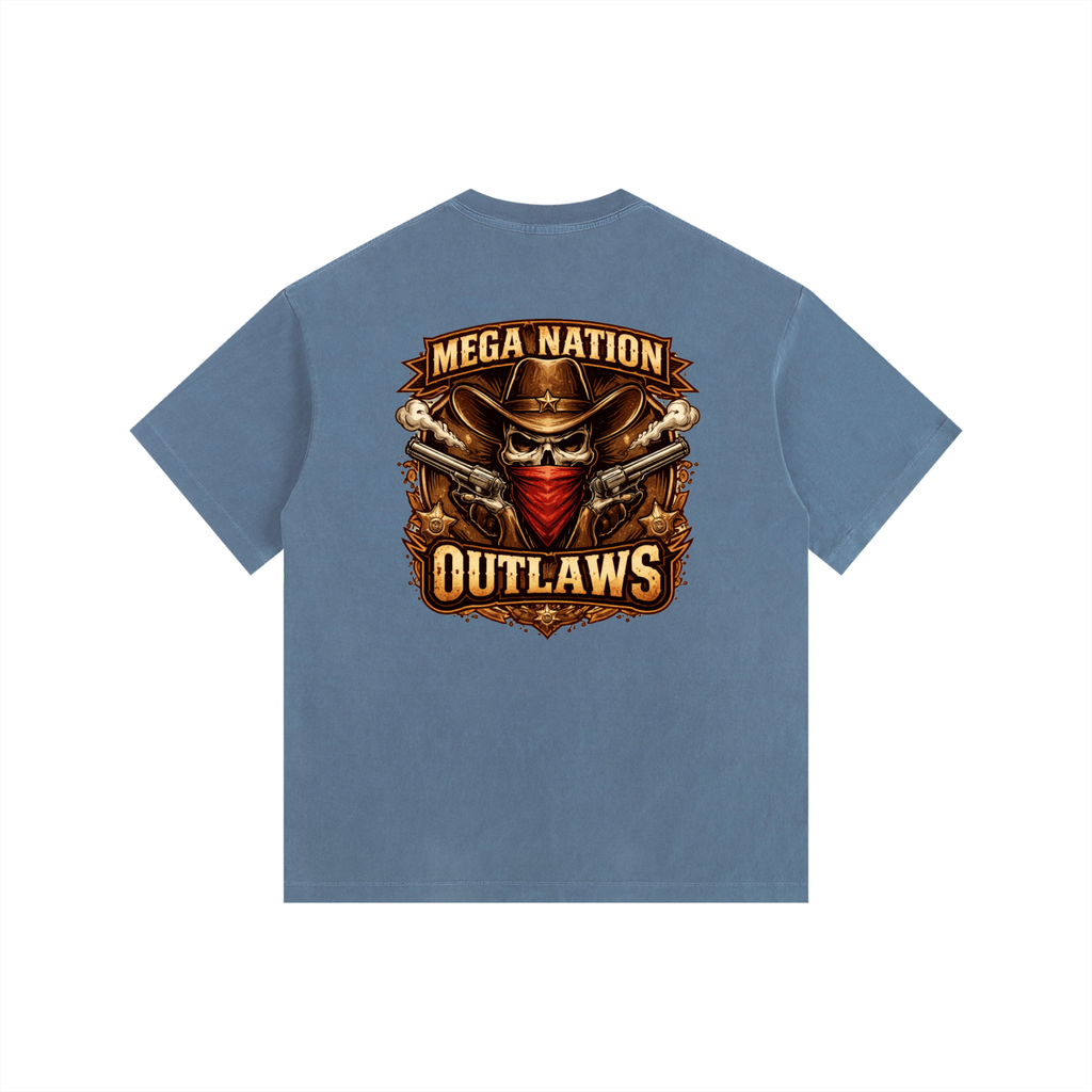MNA Mega Nation Outlaws (Front and Back Logo) Oversized Cotton T-Shirt (9 colors)