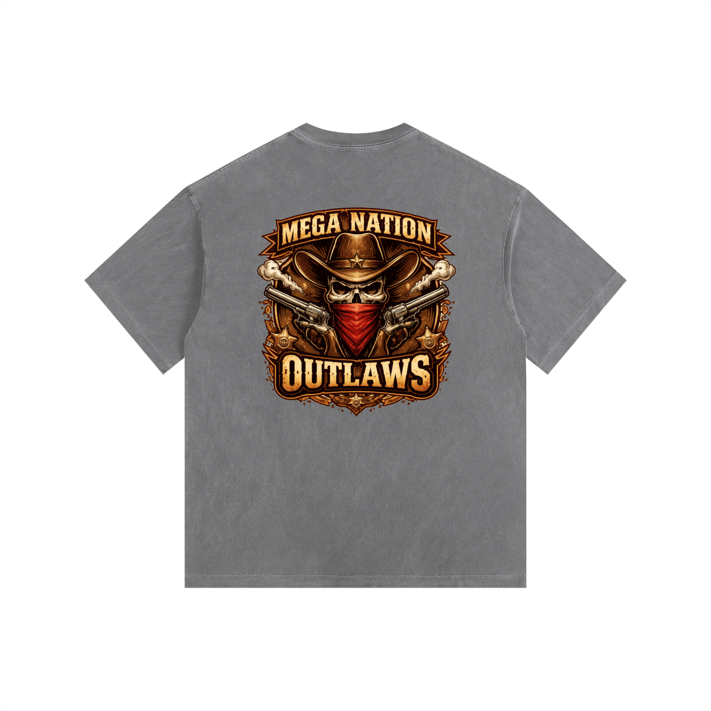 MNA Mega Nation Outlaws (Front and Back Logo) Oversized Cotton T-Shirt (9 colors)