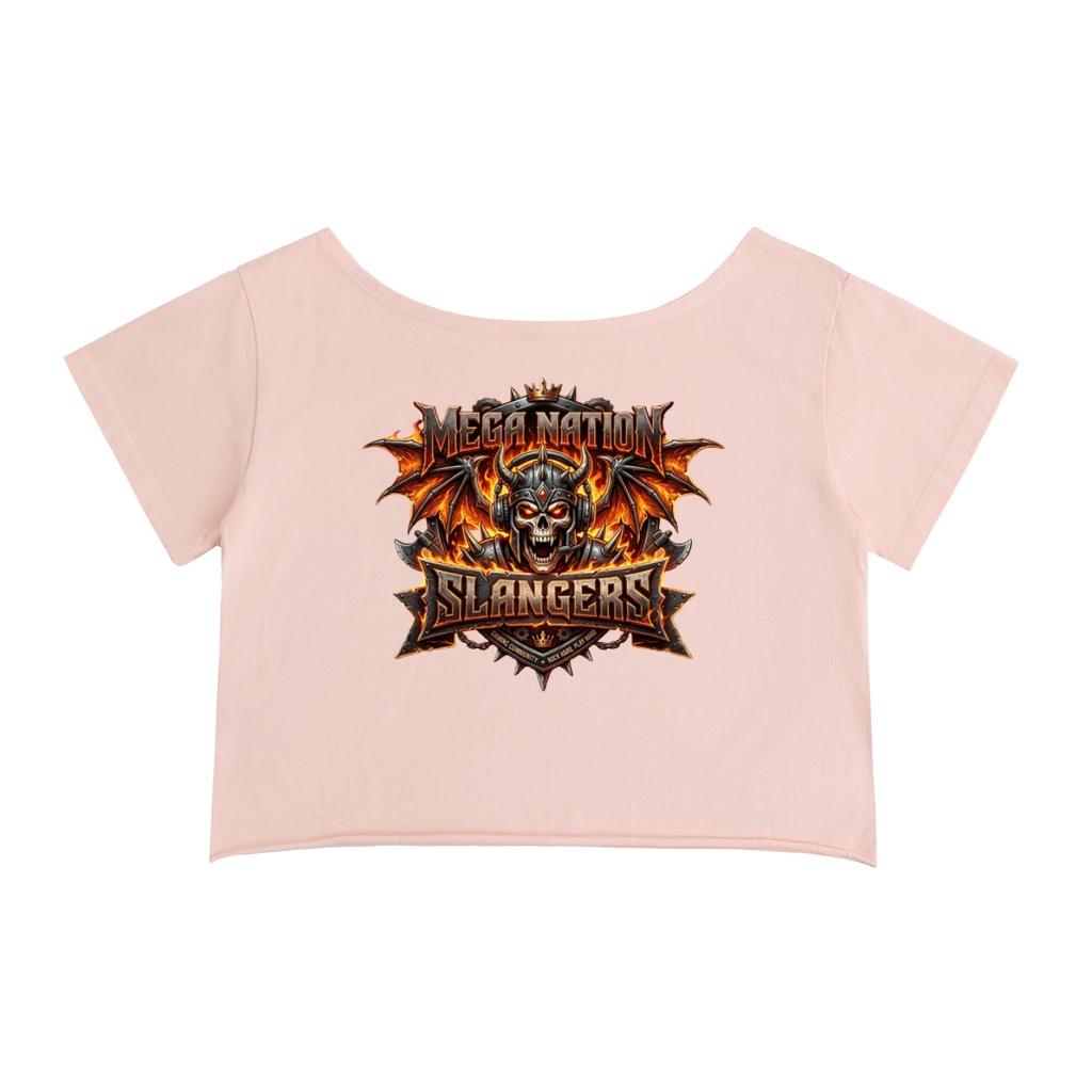 MNA Slangers (Front and Back Logo) Off-Shoulder Cropped T-Shirt (4 colors)