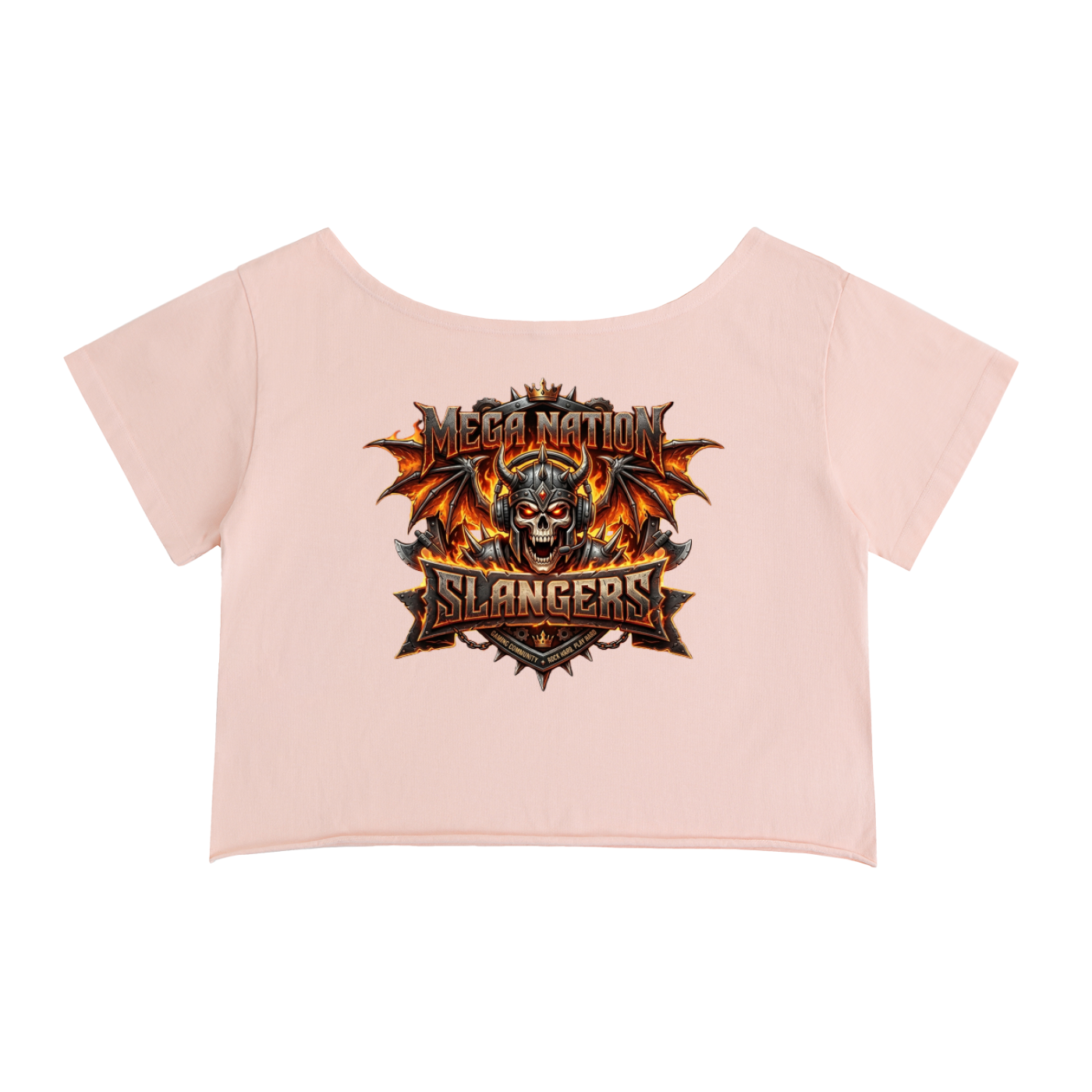 MNA Slangers (Front and Back Logo) Off-Shoulder Cropped T-Shirt (4 colors)