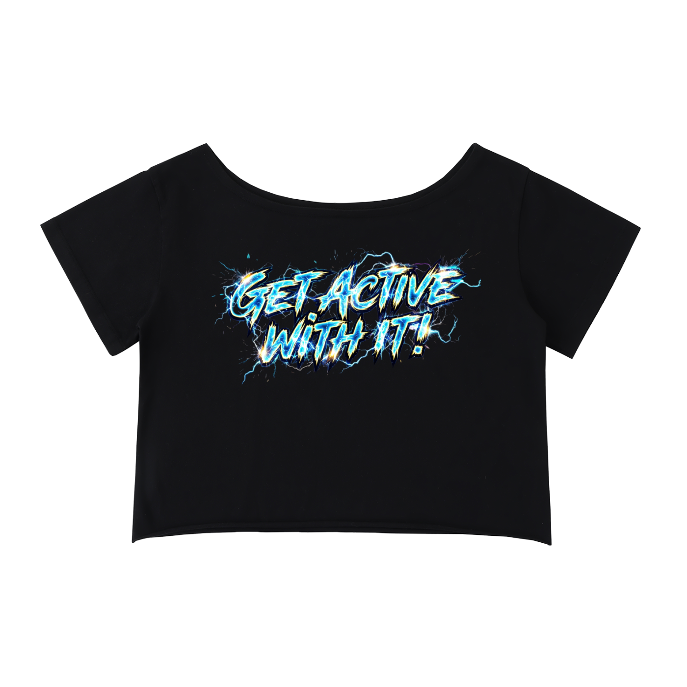 Get Active With It Voltage Off-Shoulder Cropped T-Shirt (4 colors)