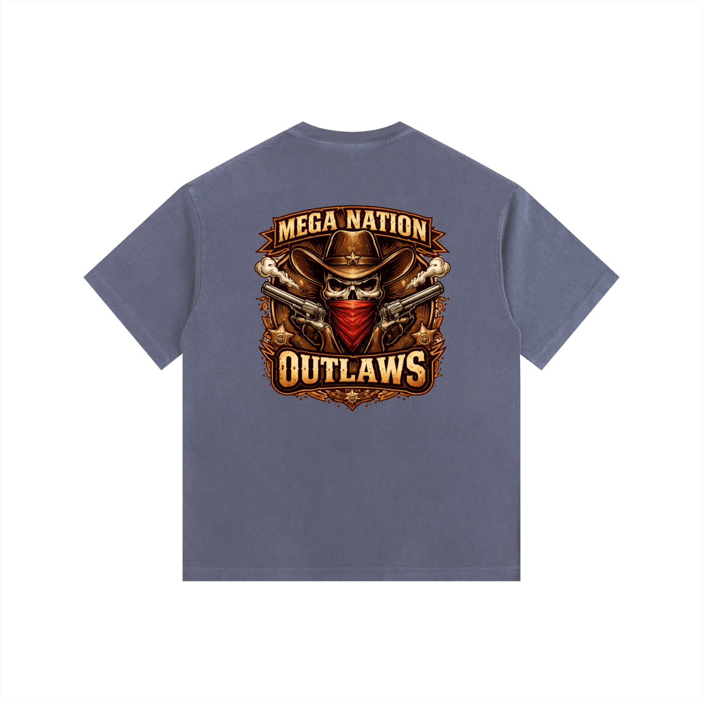 MNA Mega Nation Outlaws (Front and Back Logo) Oversized Cotton T-Shirt (9 colors)