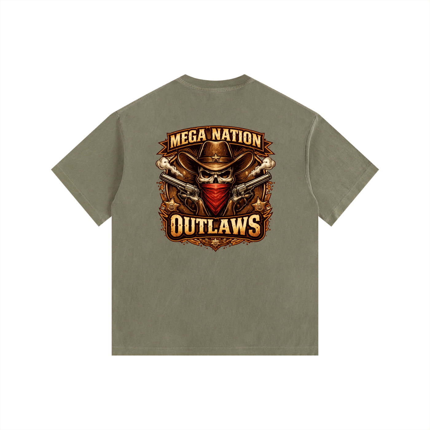 MNA Mega Nation Outlaws (Front and Back Logo) Oversized Cotton T-Shirt (9 colors)