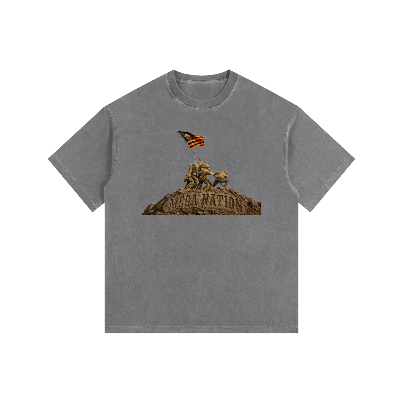 Mega Nation Flag Raising Oversized Cotton T-Shirt (8 colors)