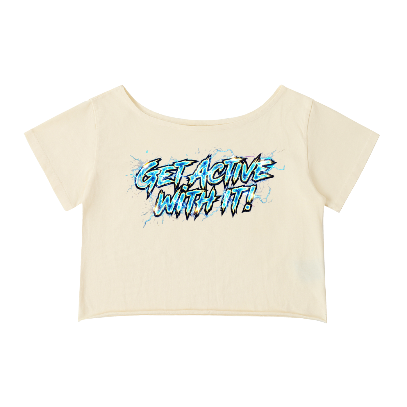 Get Active With It Voltage Off-Shoulder Cropped T-Shirt (4 colors)