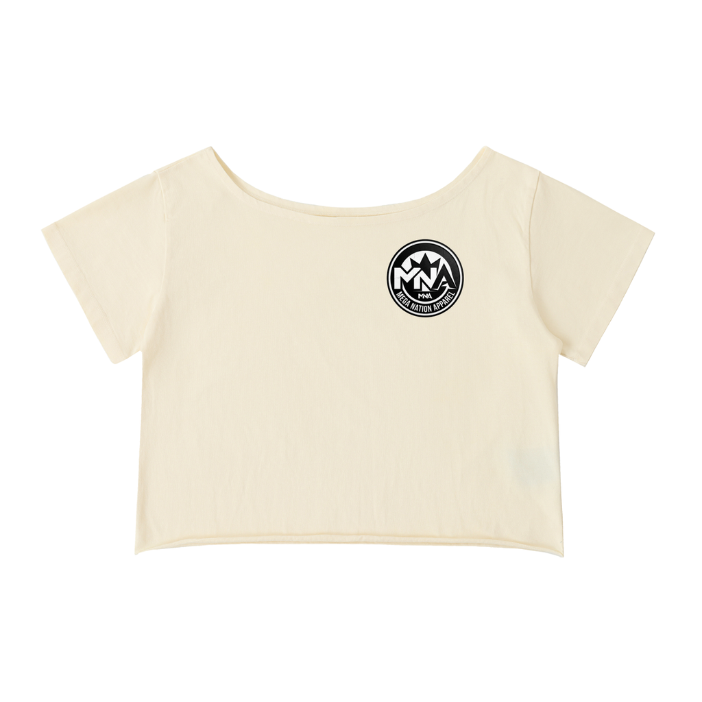 MNA Vibe & Conquer (Front and Back Logo) Off-Shoulder Cropped T-Shirt (4 colors)
