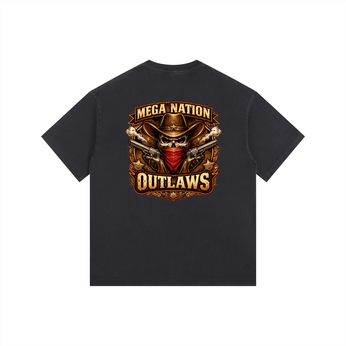 MNA Mega Nation Outlaws (Front and Back Logo) Oversized Cotton T-Shirt (9 colors)