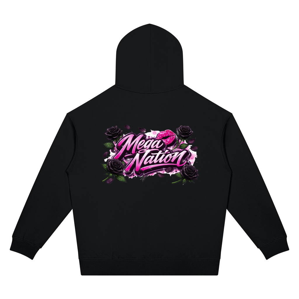 Mega Nation Black Rose Unisex Oversized Drop Shoulder Hoodie (2 colors)