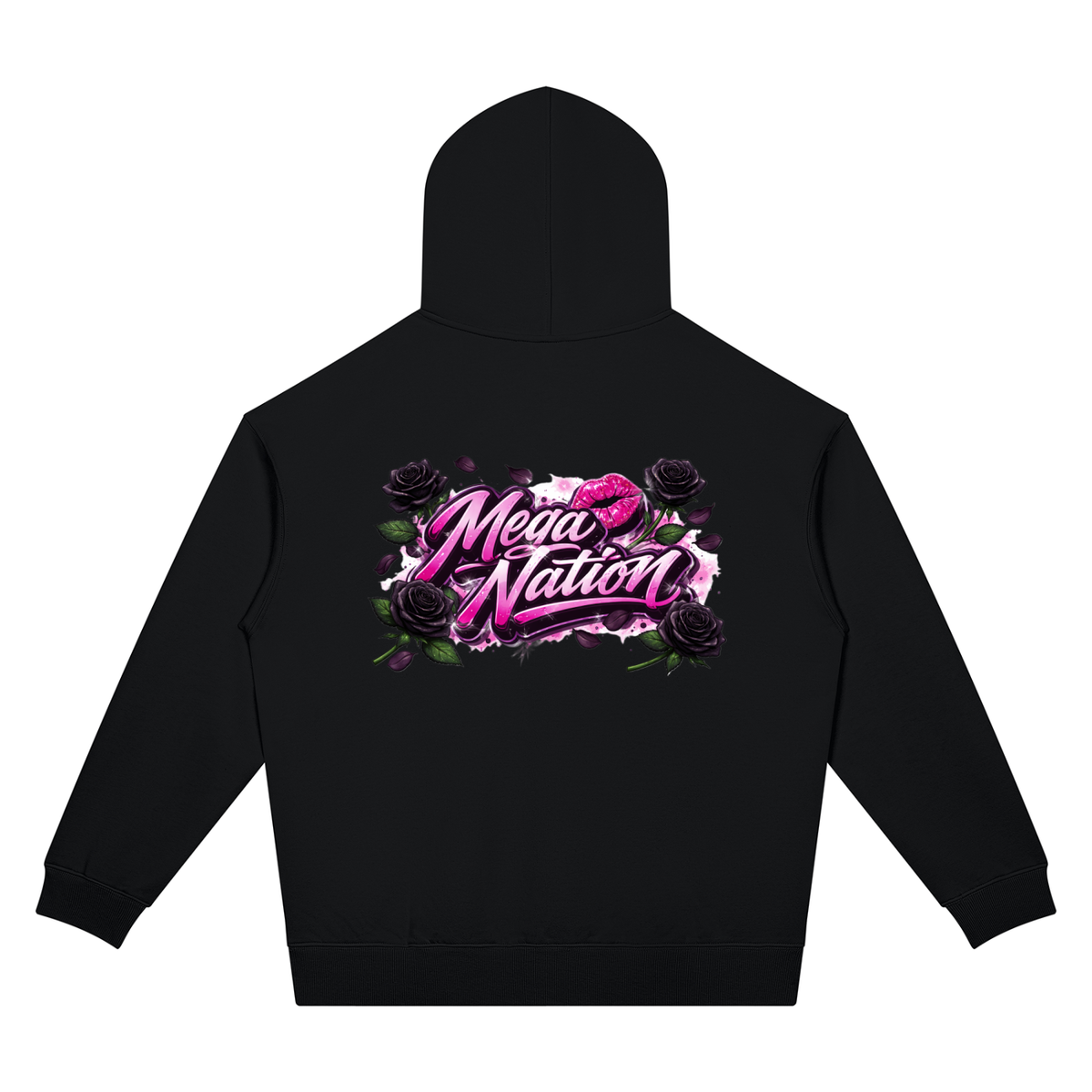 Mega Nation Black Rose Unisex Oversized Drop Shoulder Hoodie (2 colors)